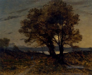  Henri Malerei - Paysage Au Clair De Lune Barbizon Landschaft Henri Joseph Harpignies